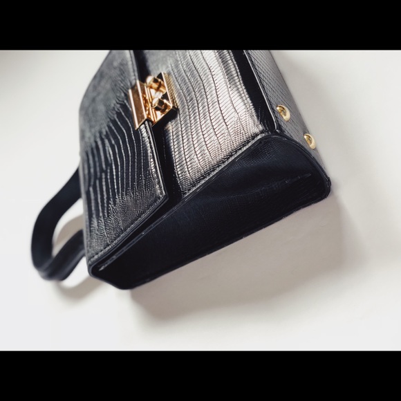 Veil Black Croc Vegan Top Handle Bag - Picture 7 of 8